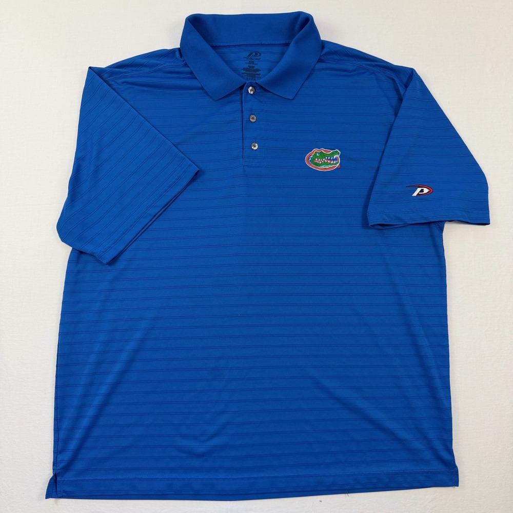 Pro Player Florida Gators Polo Shirt Mens XXL Blue Striped Embroidered Golf